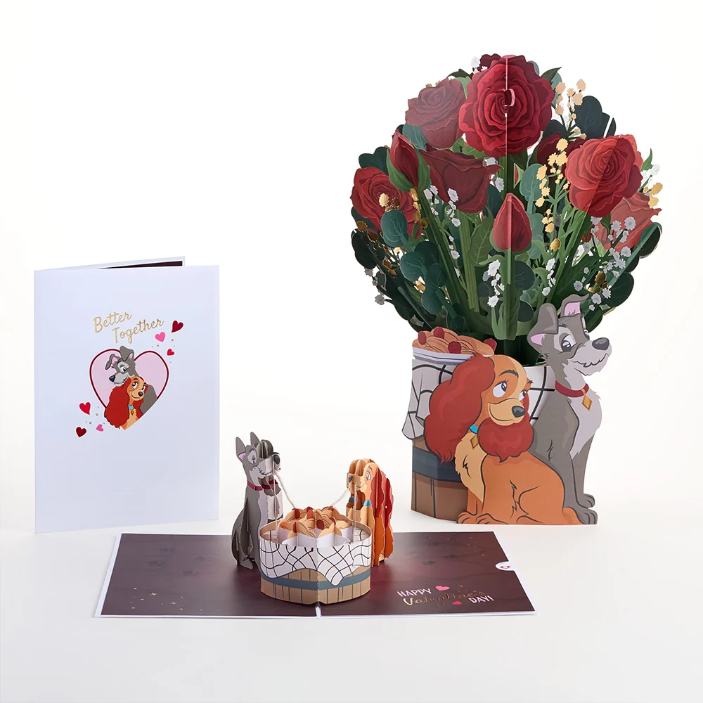 Lovepop Disney’s Lady and the Tramp Pop-Up Card & Flower Buds Bouquet Bundle