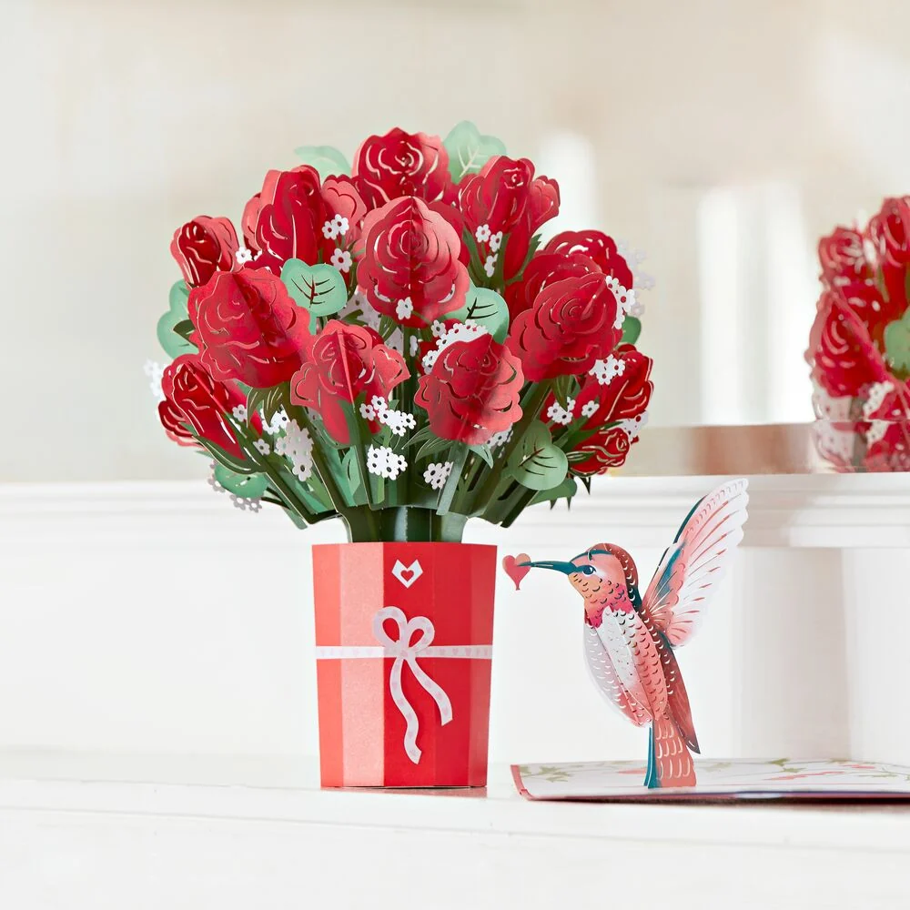 Lovepop Red Rose Valentine’s Day Hummingbird Bundle Vase - Image 6