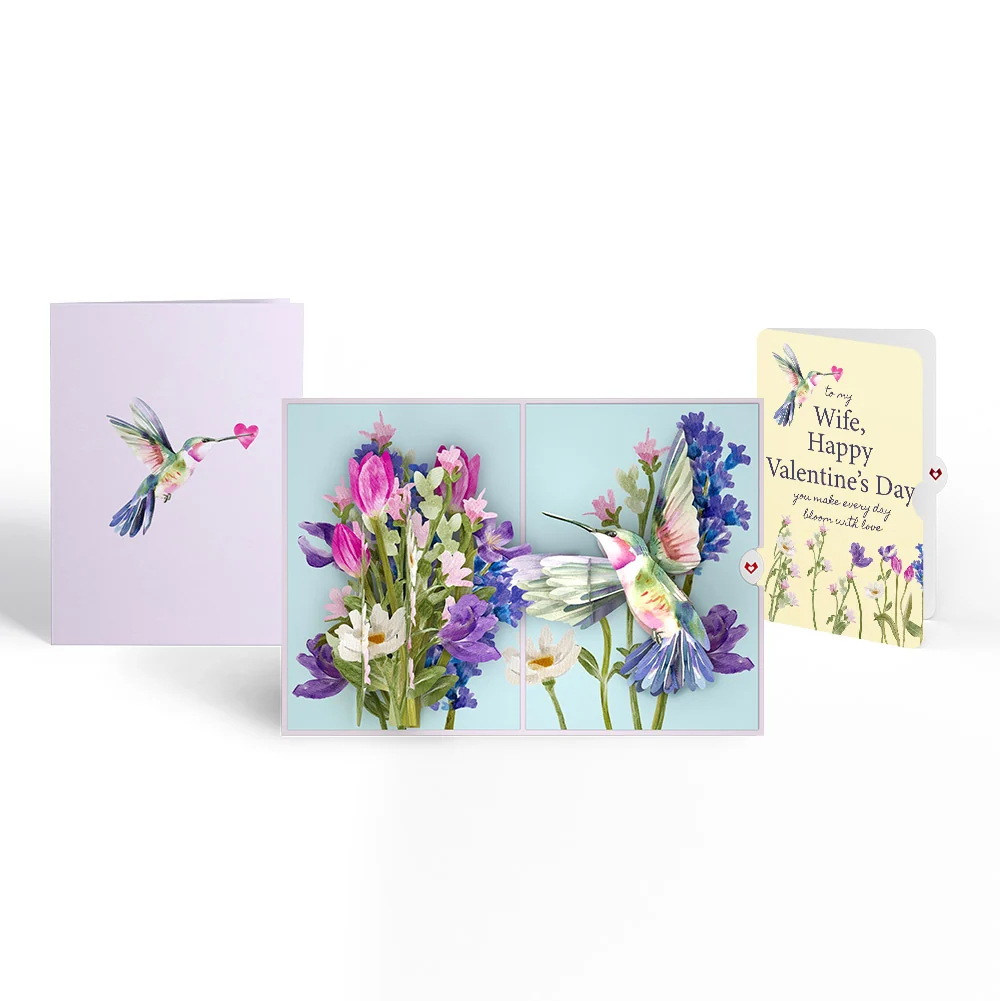 Lovepop Love in Bloom Hummingbird Valentine Pop-Up Card and Sentiment Set for Wife Cream