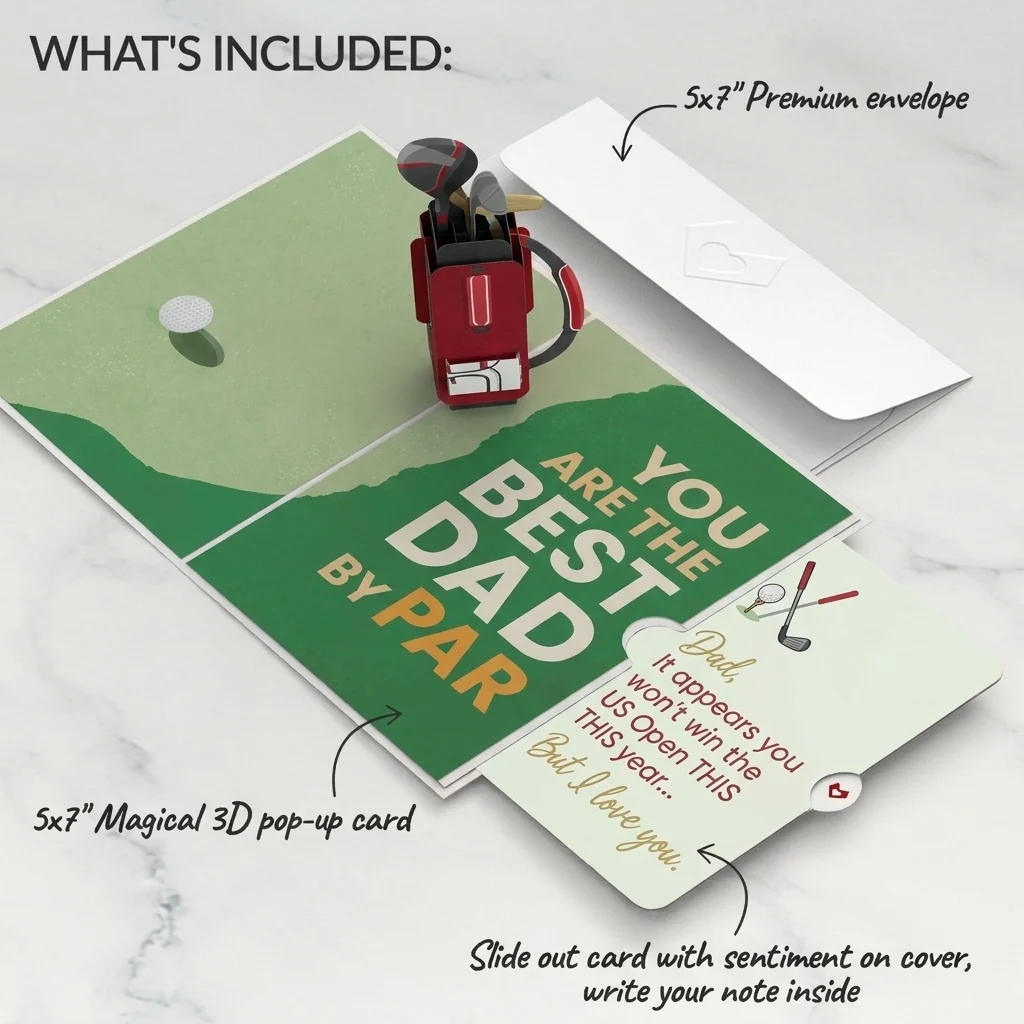 Lovepop Best Dad By Par Father's Day Pop-Up Card and US Open Loss Sentiment Set for Dad Bag - Image 2