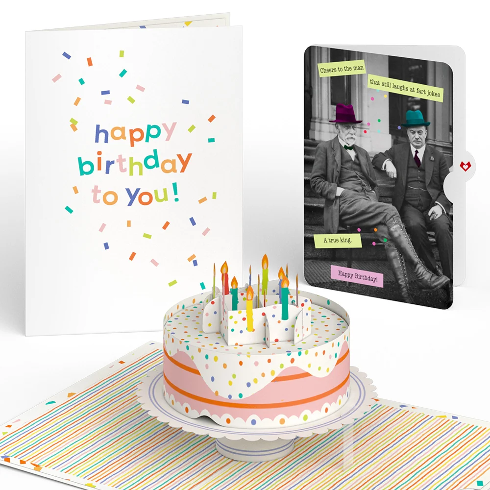 Lovepop Confetti Cake Birthday Pop-Up Card and Sentiment Set for Any Man Candle