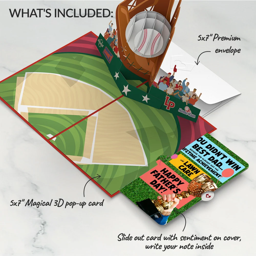 Lovepop Home Run Father's Day Pop-Up Card and Trophy Lawn Care Sentiment Set - Image 2