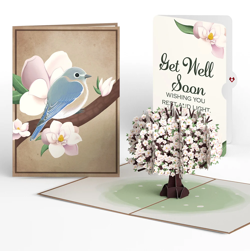 Lovepop Pink Magnolia Tree Get Well Soon Pop-Up Card and Sentiment Set