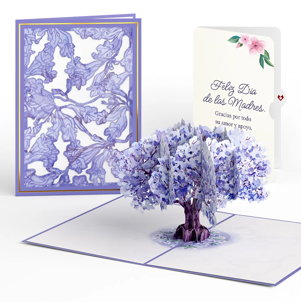 Lovepop Watercolor Jacaranda Tree Mother's Day Pop-Up Card and Sentiment Set for Spanish Mom