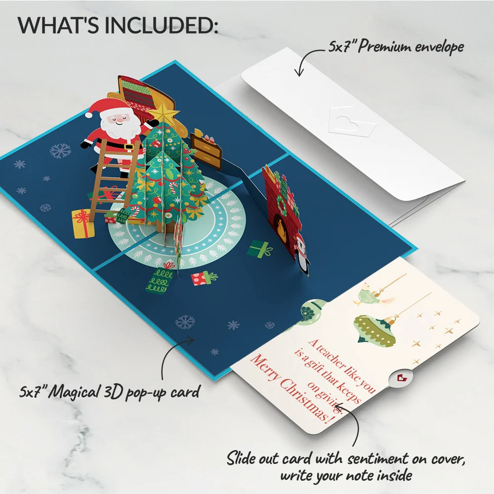 Lovepop Santa Decorating a Christmas Tree Pop-Up Card and Sentiment Set for Teacher Chair - Image 2