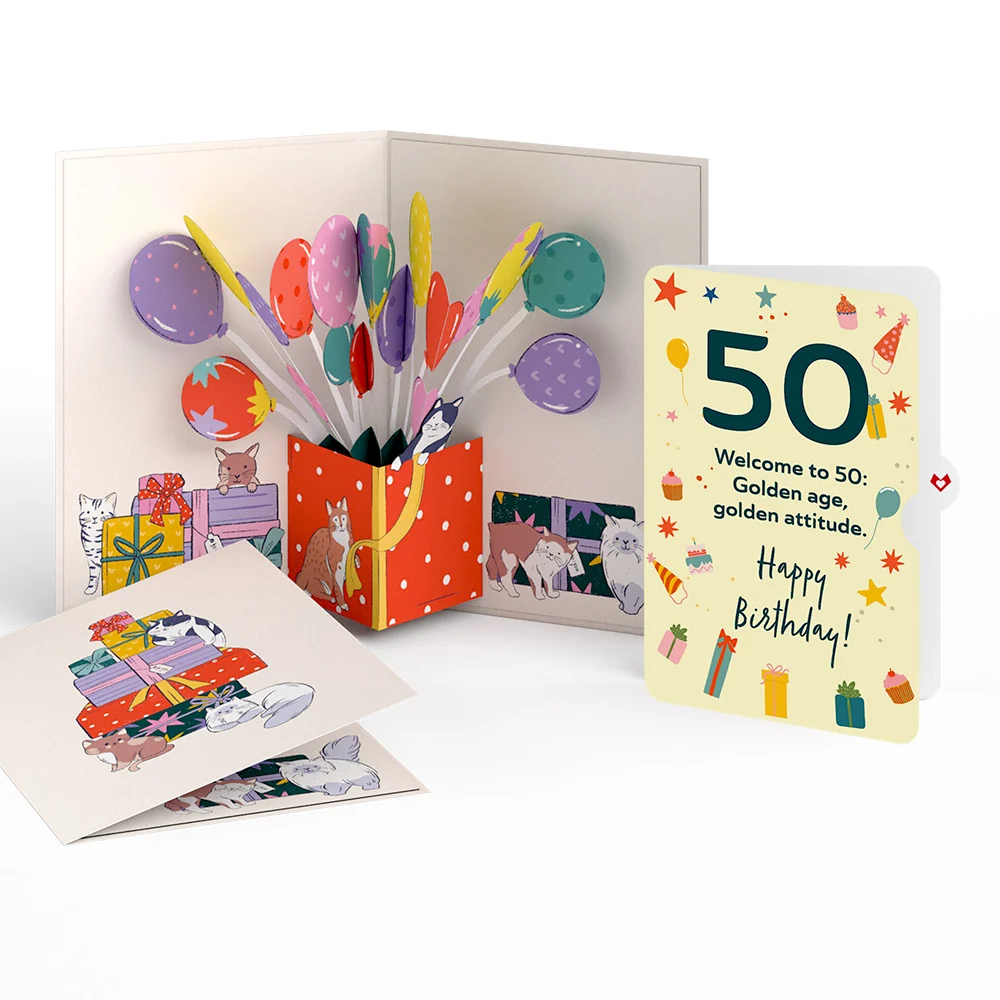 Lovepop Curious Cats 50th Birthday Pop-Up Card and Sentiment Set
