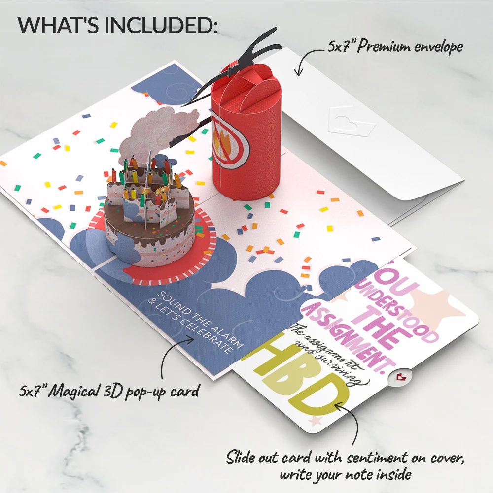 Lovepop Holy Smokes You're Old Birthday Pop-Up Card and Surviving Assignment Sentiment Set Candle - Image 2