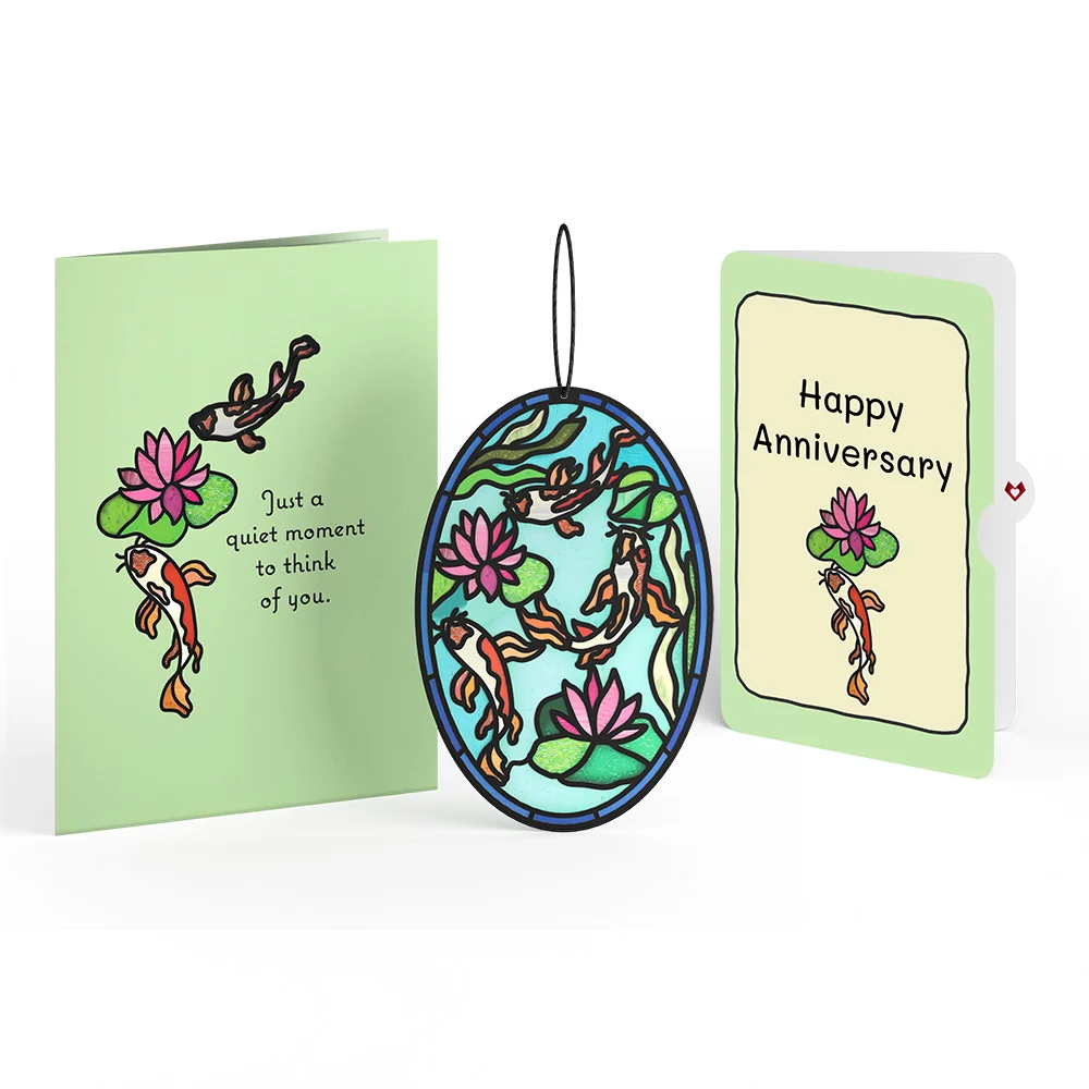 Lovepop Quiet Moment Koi Pond Anniversary Suncatcher Card and Sentiment Set Glass