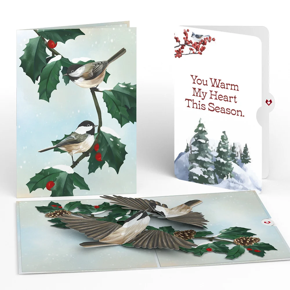 Lovepop Winter Chickadees Love Pop-Up Card and You Warm My Heart Sentiment Set