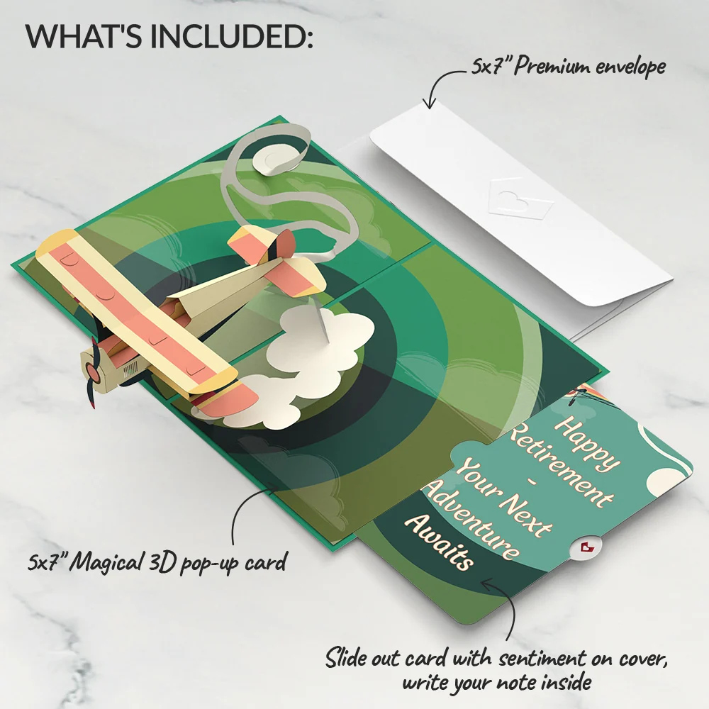 Lovepop Vintage Plane Retirement Pop-Up Card and Sentiment Set - Image 2