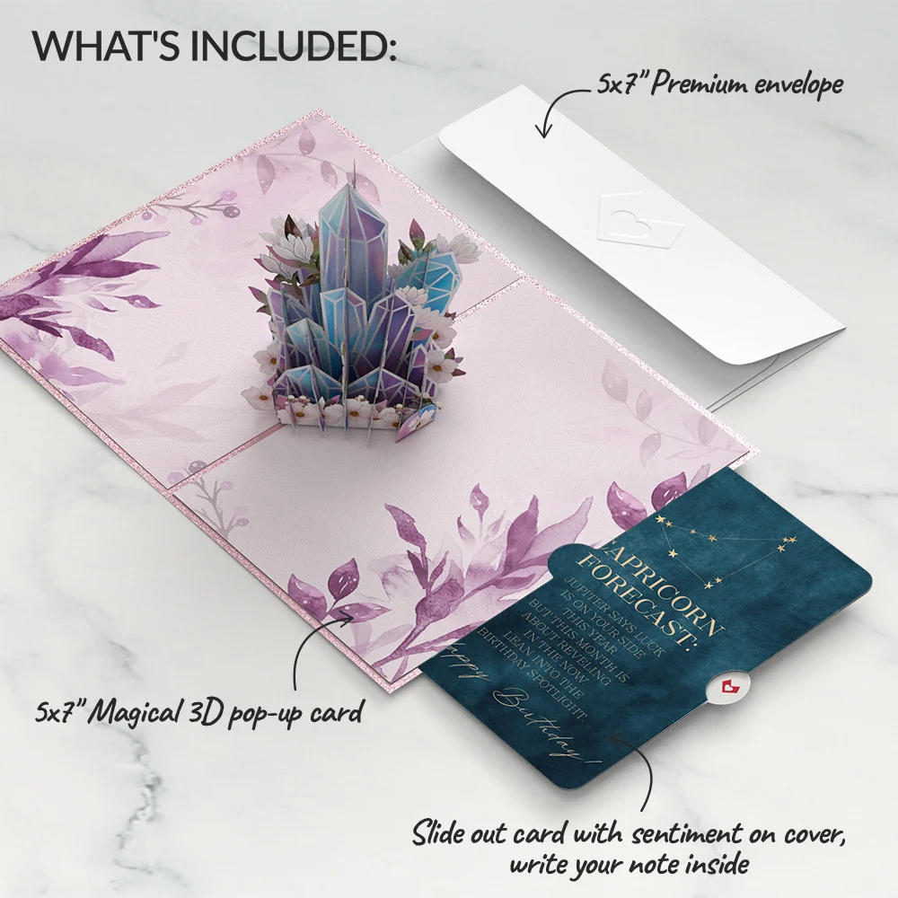 Lovepop Good Vibes Crystals Birthday Pop-Up Card and Capricorn Zodiac Sentiment Set - Image 2