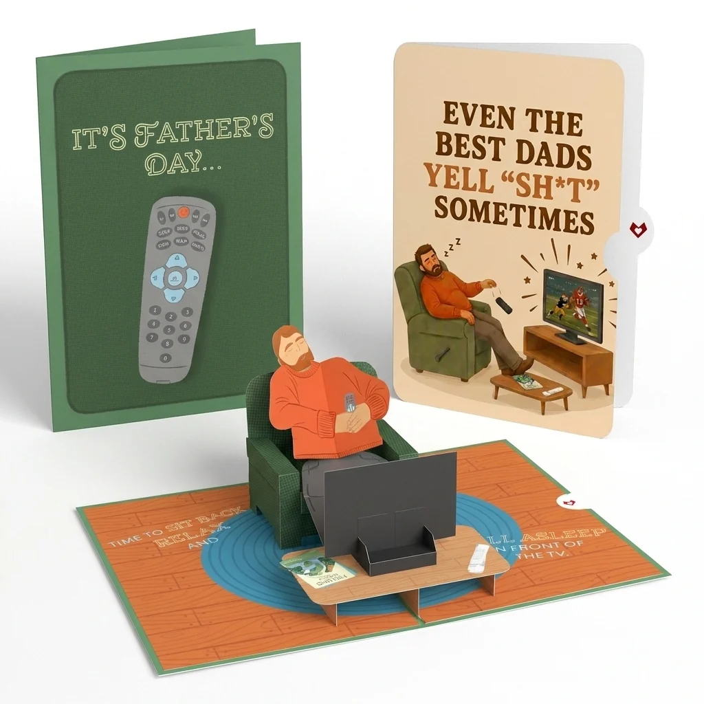 Lovepop Sit Back & Relax Father's Day Pop-Up Card and Napping Dad Sentiment Set Coffee