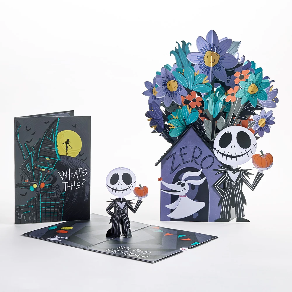 Lovepop Disney Tim Burton’s The Nightmare Before Christmas Birthday Pop-Up Card & Flower Buds Bouquet Bundle