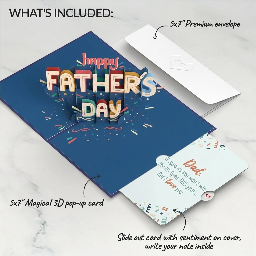 Lovepop Happy Father's Day Pop-Up Card and Confetti US Open Love Sentiment Set for Dad Cream - Image 2