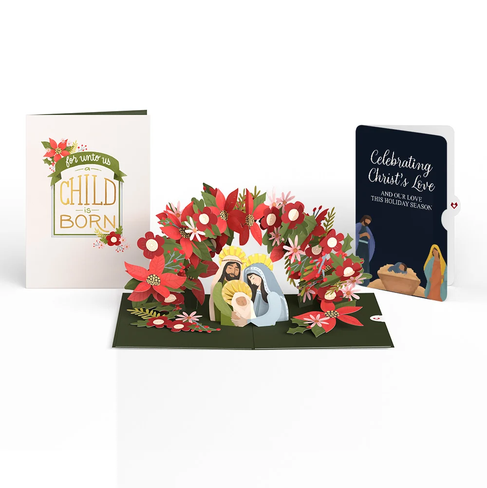 Lovepop A Child Is Born Christmas Pop-Up Card and Love Sentiment Set Cream