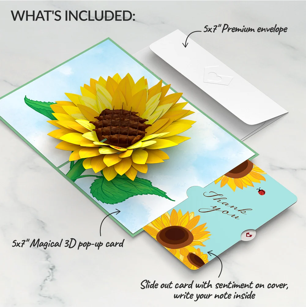 Lovepop Sunflower Bloom Thank You Pop-Up Card and Sentiment Set - Image 2