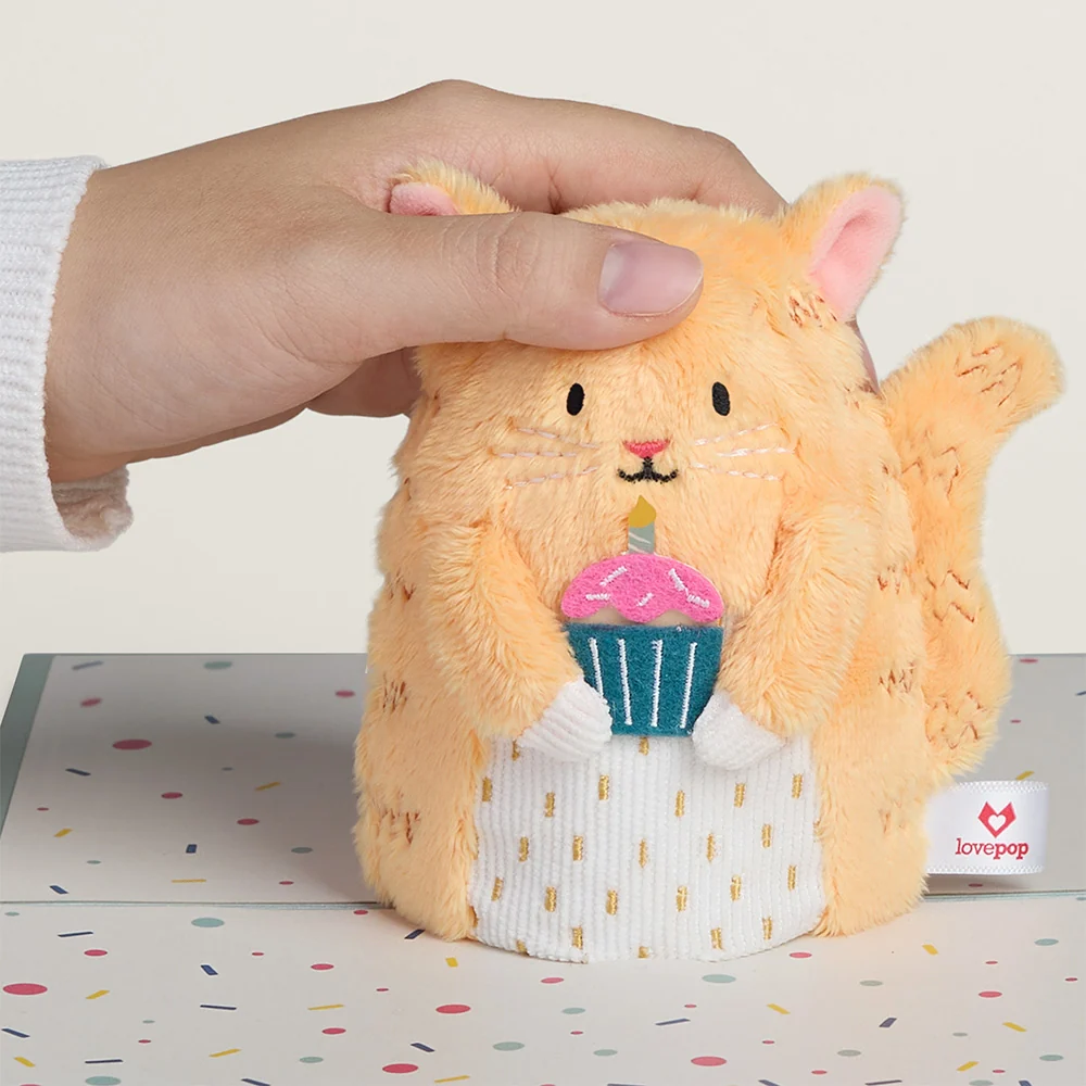 Lovepop 'Birthday Wishes' Cupcake Cat Plushpop Card - Image 2