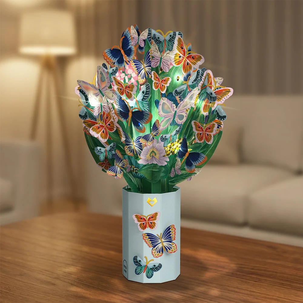 Lovepop Butterfly Garden Light-Up Bouquet Vase