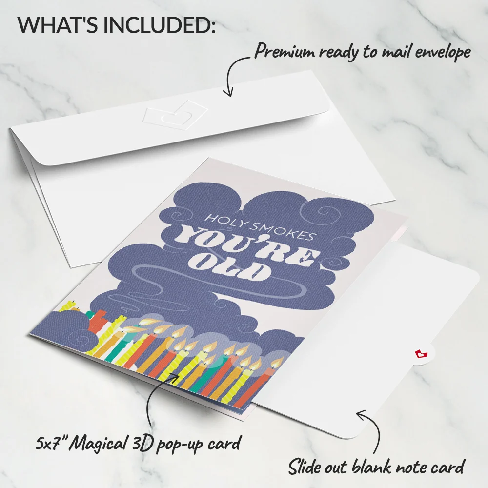 Lovepop Holy Smokes You're Old Birthday Pop-Up Card Candle - Image 6
