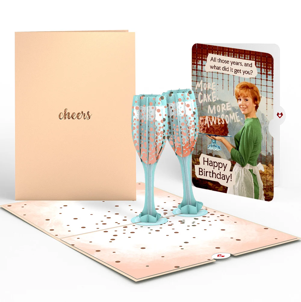 Lovepop Champagne Toast Birthday Pop-Up Card and More Cake More Awesome Sentiment Set