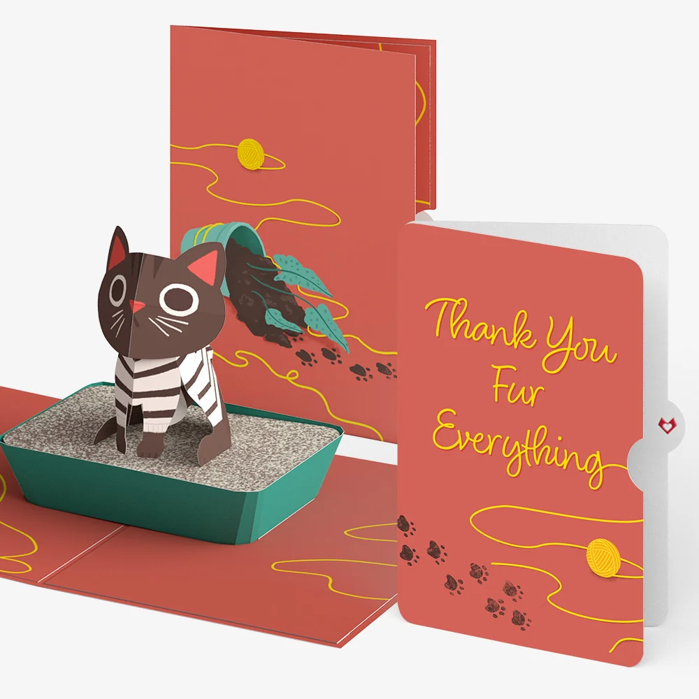 Lovepop Mischievous Cat Thank You Pop-Up Card and Sentiment Set