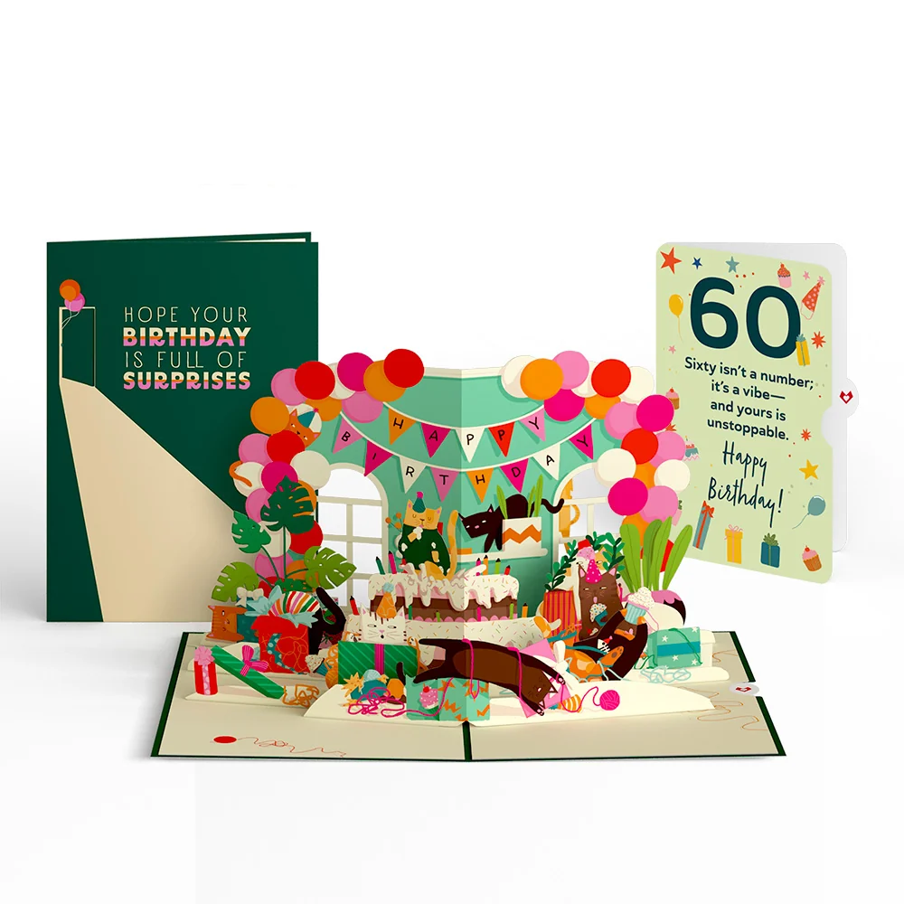 Lovepop Party Cats 60th Birthday Pop-Up Card and Sentiment Set