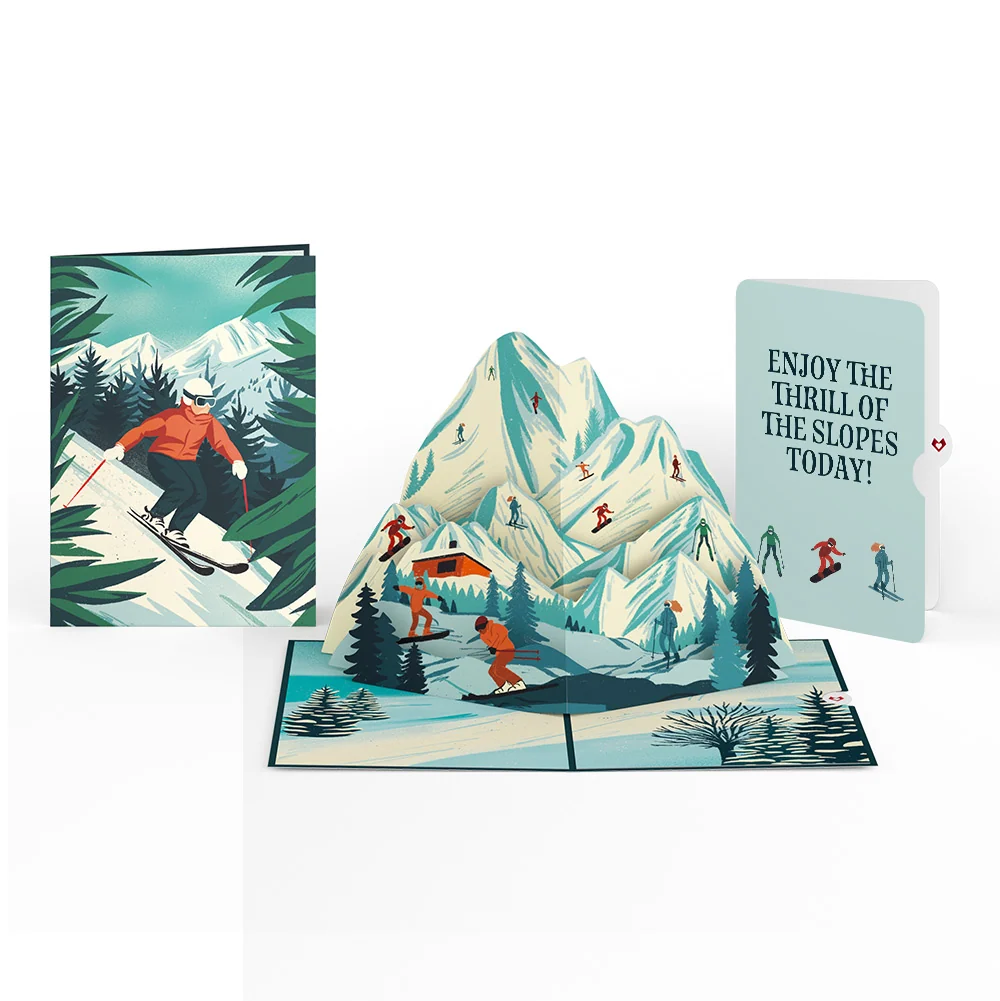 Lovepop Mountain Ski Adventure Winter Pop-Up Card and Sentiment Set Cream
