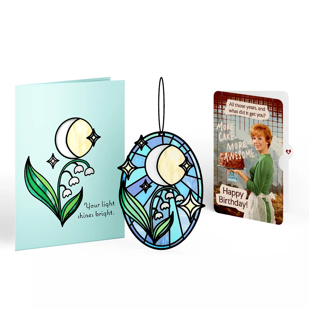 Lovepop Shine Bright Twilight Bloom Birthday Suncatcher Card and More Cake More Awesome Sentiment Set
