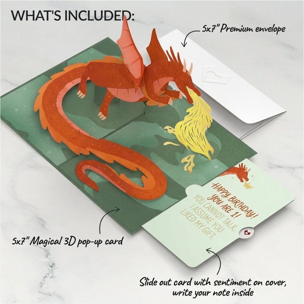 Lovepop Fired Up for Your 1st Birthday Dragon Pop-Up Card and Sentiment Set - Image 2