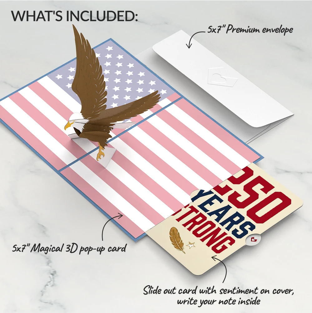 Lovepop Patriotic Eagle 4th of July Pop-Up Card and 250 Years of Freedom Sentiment Set Cream - Image 2