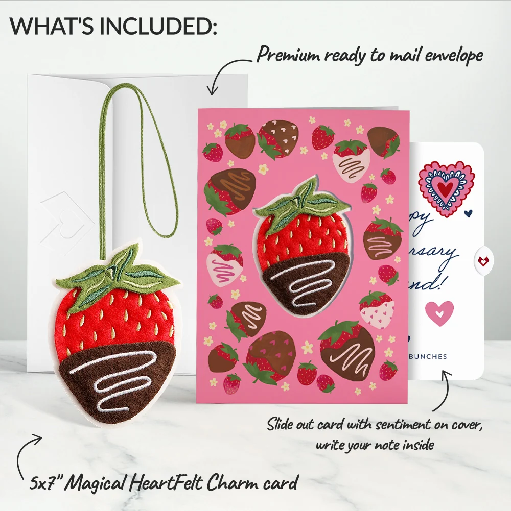Lovepop Sweet Strawberry Anniversary HeartFelt Charm Card and Sentiment Set for Husband Bag - Image 2