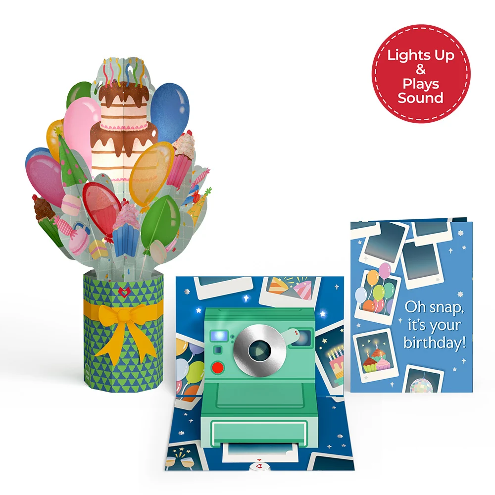 Lovepop Oh Snap, It's Your Birthday Music and Lights Pop-Up Card & Bouquet Bundle