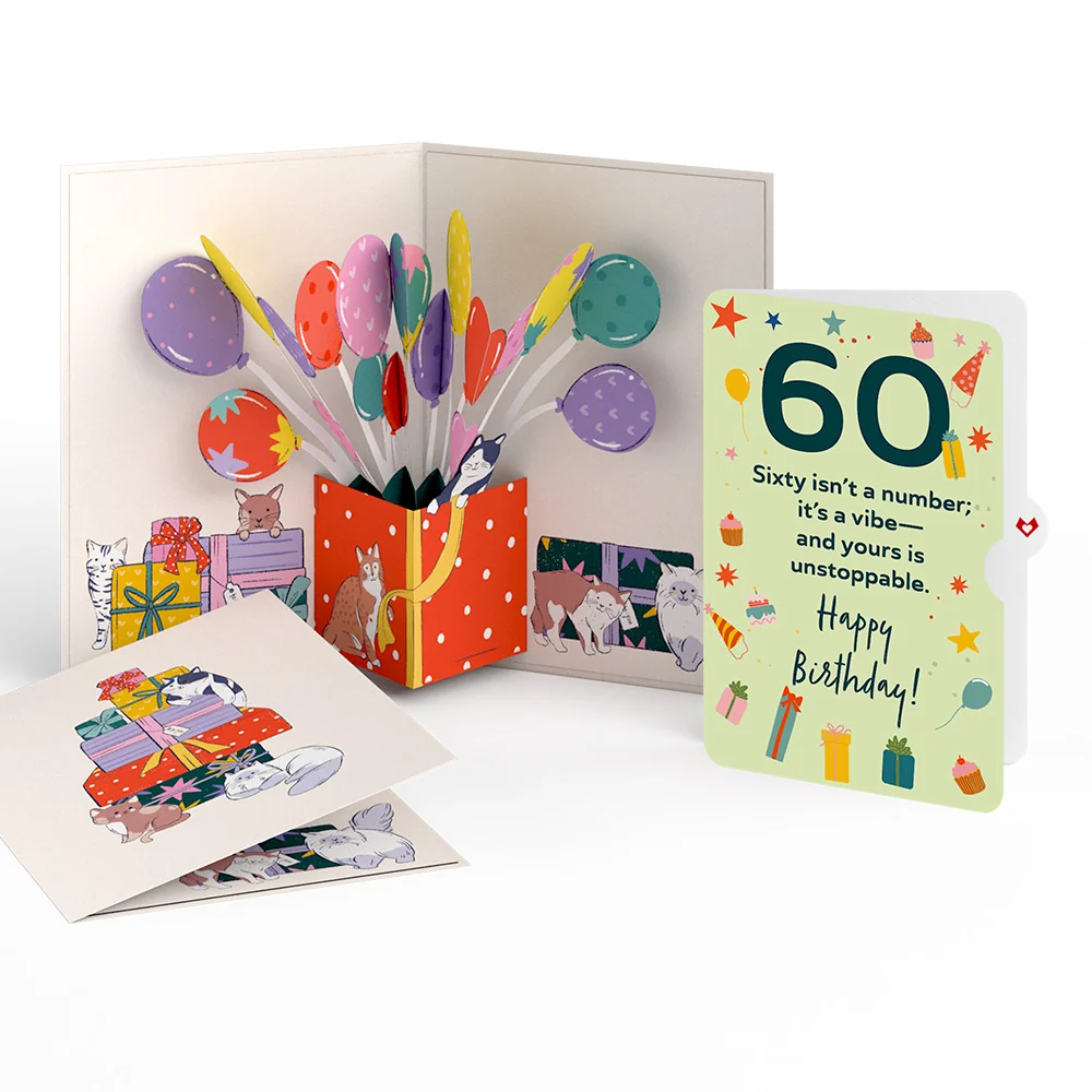 Lovepop Curious Cats 60th Birthday Pop-Up Card and Sentiment Set