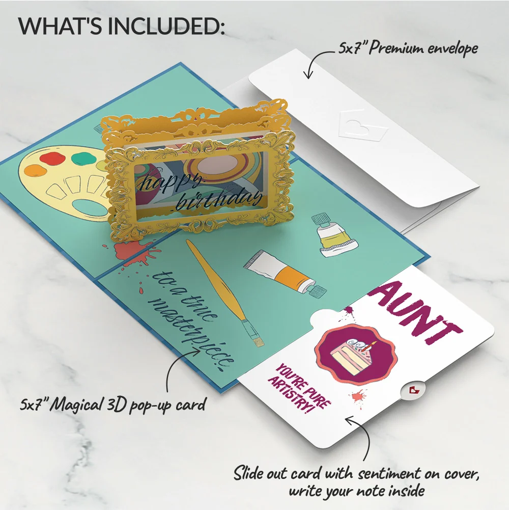 Lovepop Happy Birthday to a True Masterpiece Pop-Up Card and Sentiment Set for Aunt - Image 2