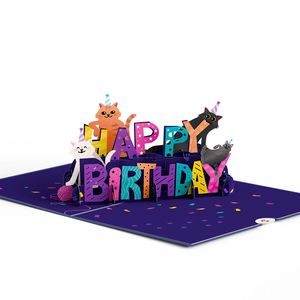 Lovepop Happy Birthday Cats Pop-Up card Candle - Image 3