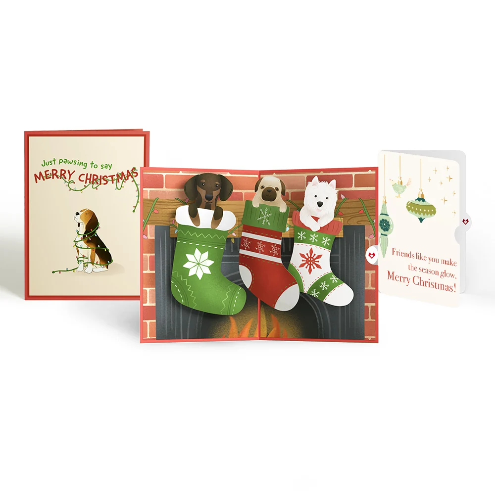 Lovepop Christmas Dog Stockings Pop-Up Card and Sentiment Set for Friend Cream