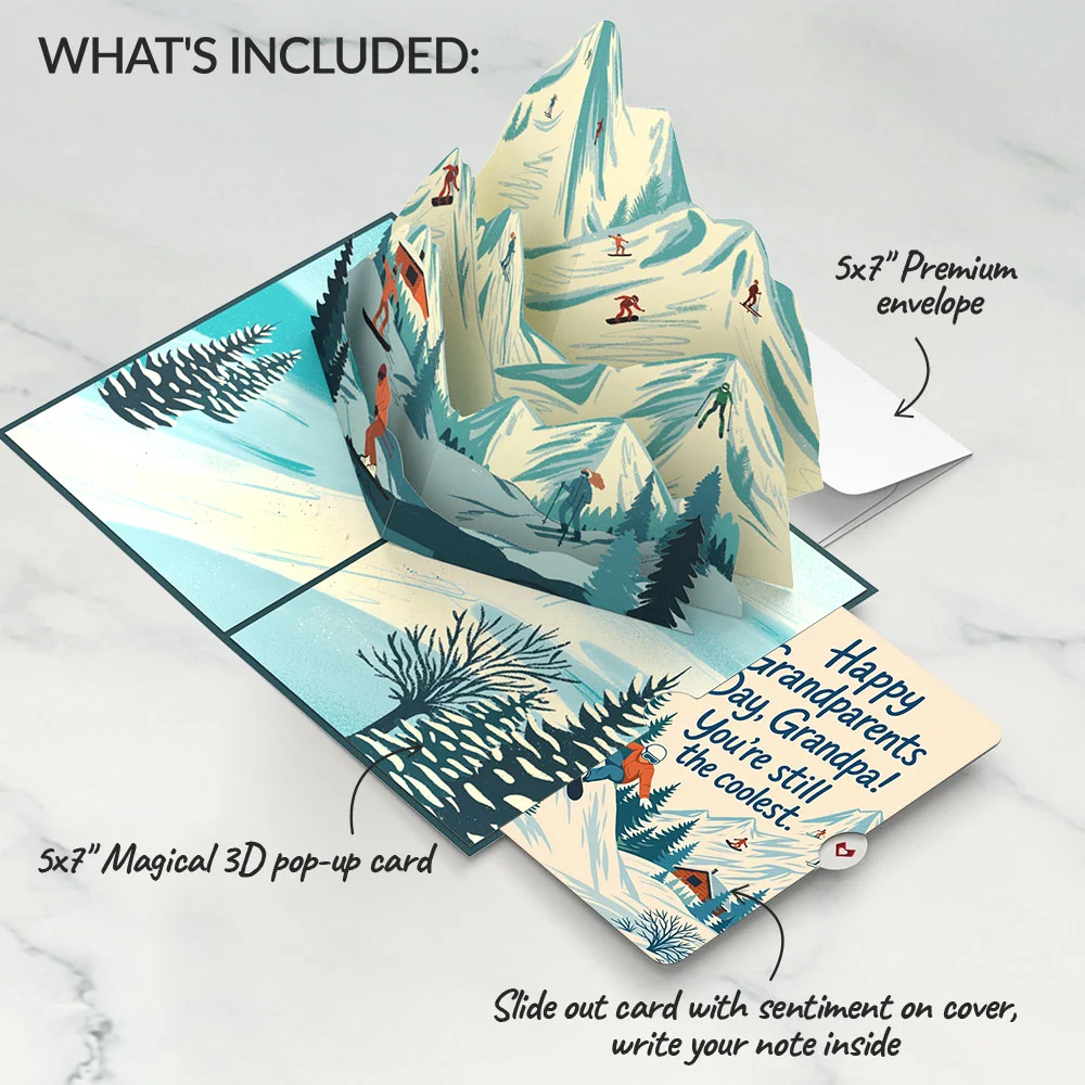 Lovepop Mountain Snowboard Adventure Pop-Up Card and Grandparents Day Sentiment Set - Image 2