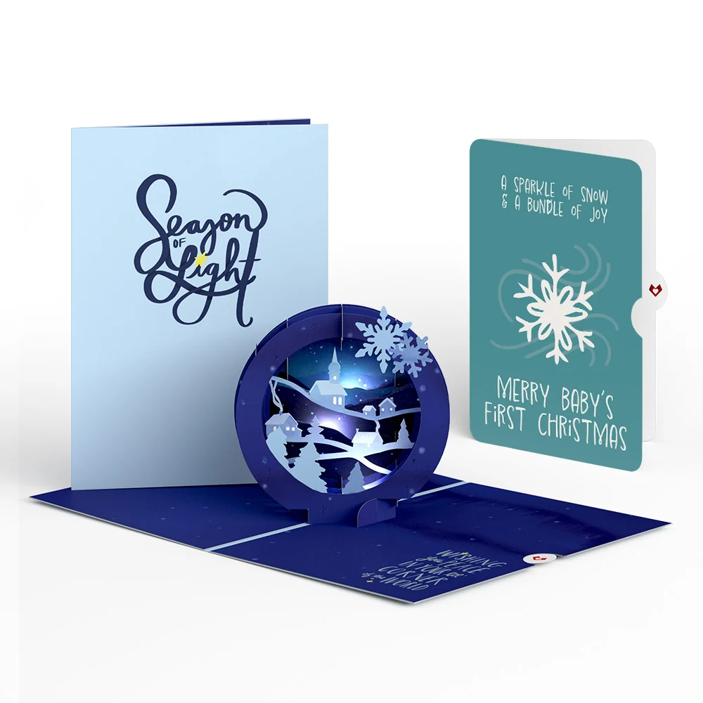 Lovepop Season of Light Winter Village Light-Up Pop-Up Card and Sentiment Set for Baby