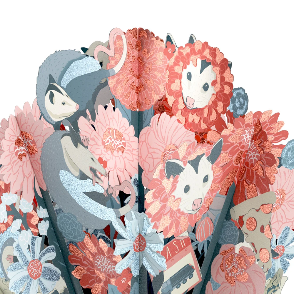 Lovepop Party Possums Mother’s Day Glitter Bouquet and Sentiment Set for Grandmother Vase - Image 3