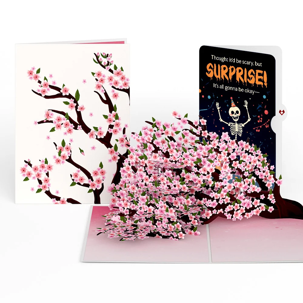 Lovepop Cherry Blossom Branches in Bloom Birthday Pop-Up Card and Surprise Skeleton Sentiment Set
