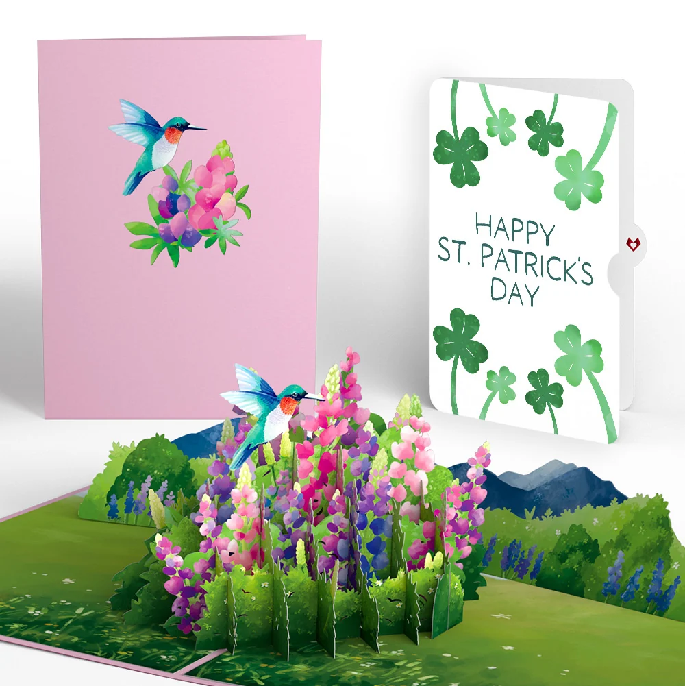 Lovepop Lupine Hummingbird St. Patrick’s Day Pop-Up Card and Sentiment Set