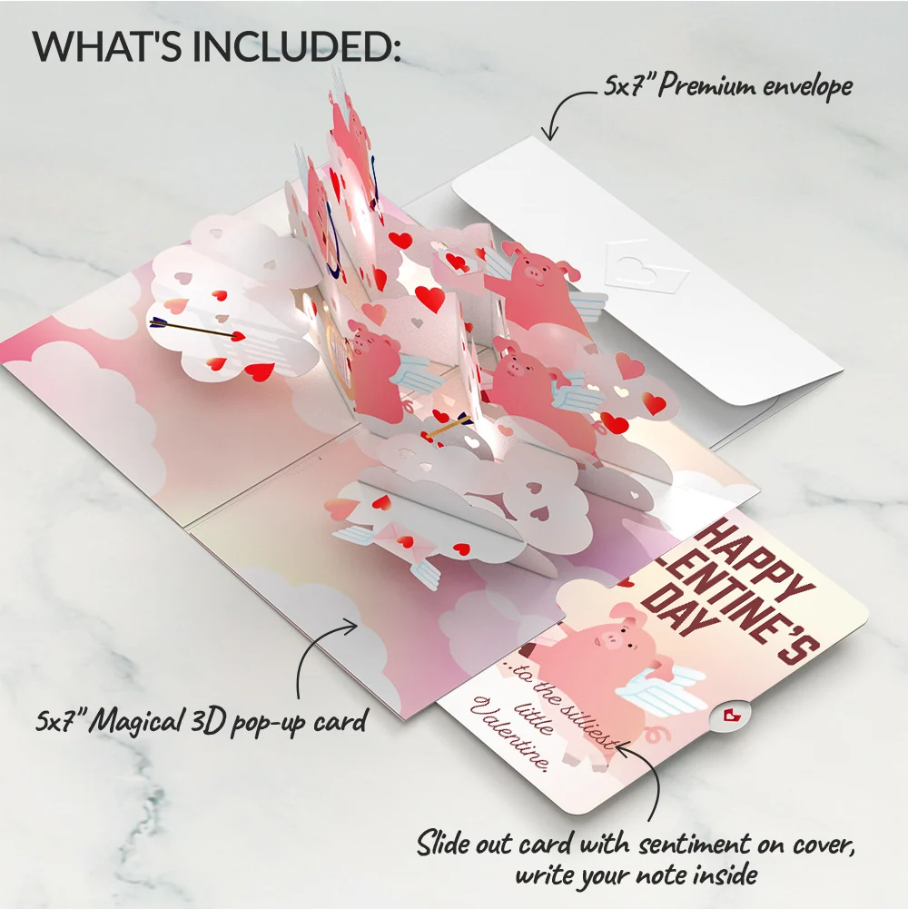 Lovepop Hogs and Kisses Valentine Music and Light Pop-Up Card and Sentiment Set for Kid - Image 2