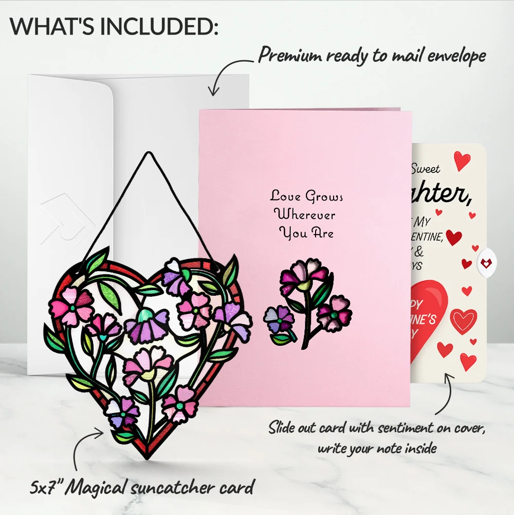 Lovepop Love Grows Heart Suncatcher Card and Full of Hearts Valentine Sentiment Set for Daughter Glass - Image 2