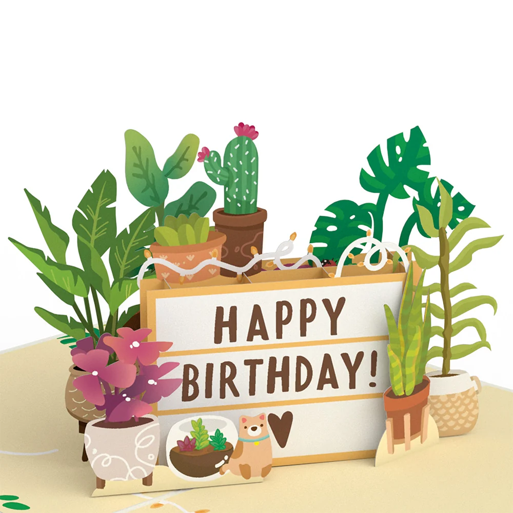 Lovepop Happy Birthday Plants Pop-Up Card Glass - Image 2