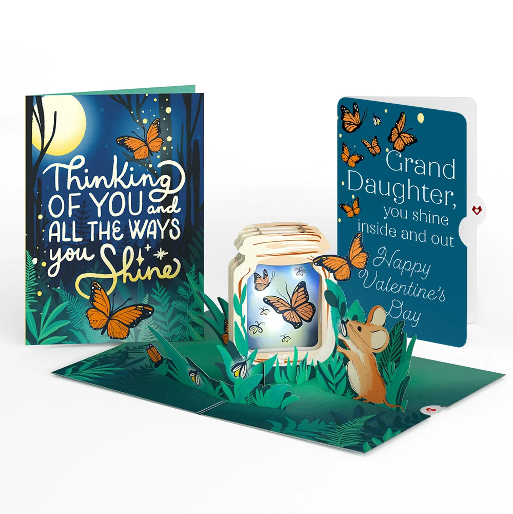 Lovepop Thinking of You Butterfly Jar Valentine Light-Up Pop-Up Card and Sentiment Set for Granddaughter