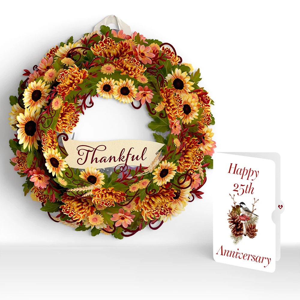 Lovepop Thankful 25th Anniversary Wreath and Sentiment Set