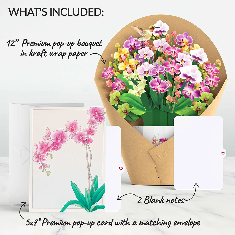 Lovepop Mother's Day Orchid Pop-Up Card & Bouquet Bundle - Image 2