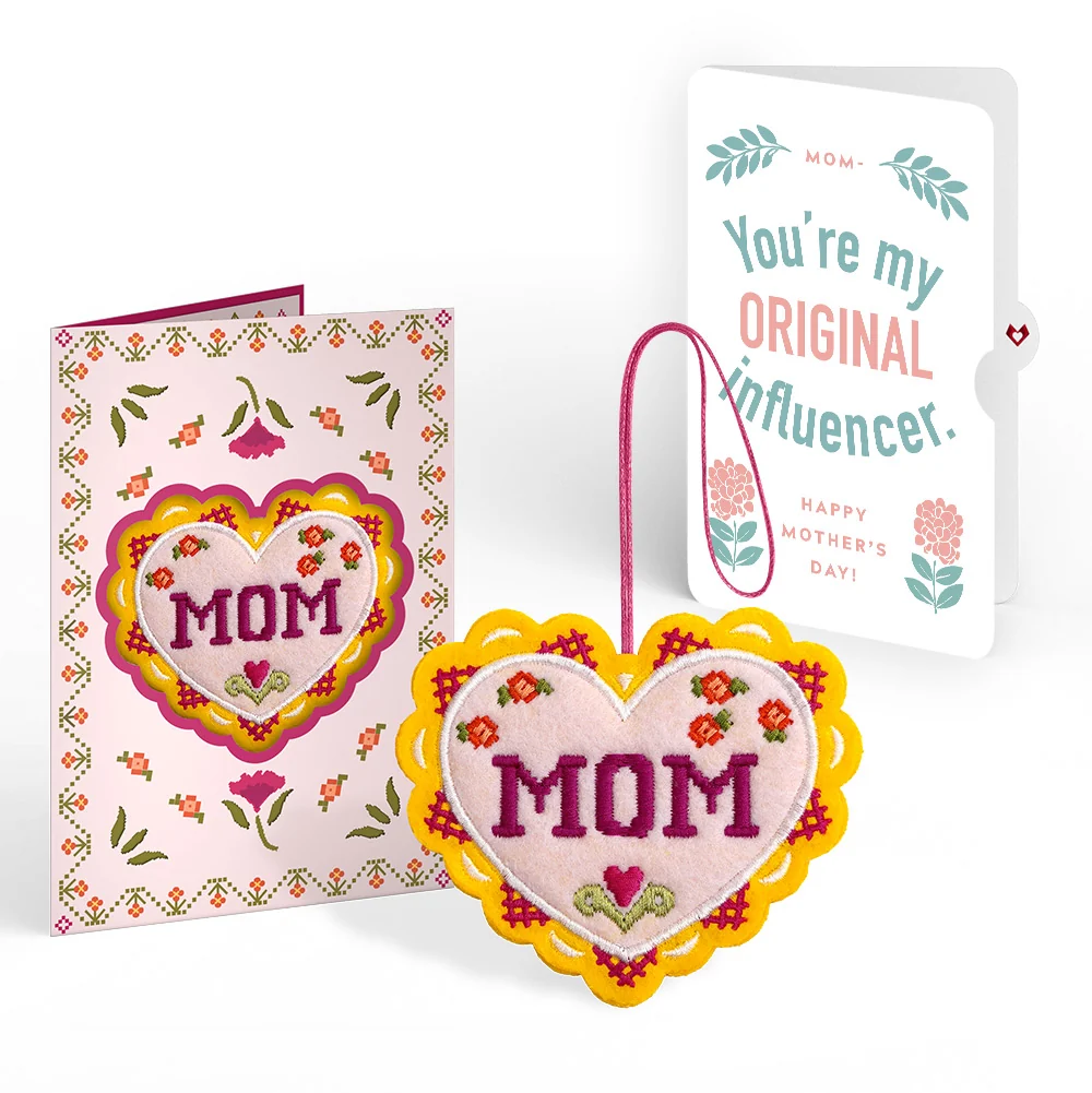 Lovepop Stitched with Love Mother’s Day HeartFelt Charm Card and Original Bloom Tribute Sentiment Set for Mom