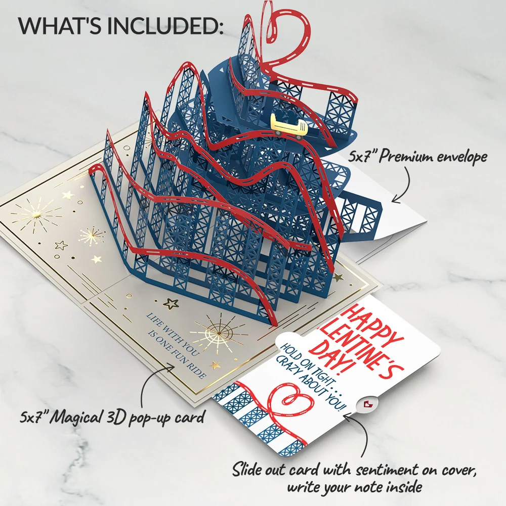 Lovepop Love Rollercoaster Pop-Up Card and Valentine Sentiment Set - Image 2