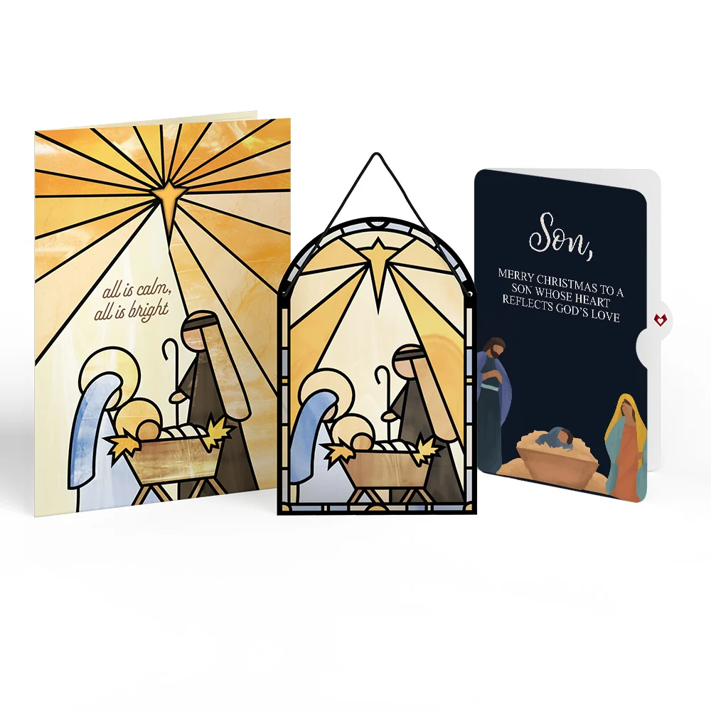 Lovepop All Is Calm Nativity Christmas Suncatcher Card and Sentiment Set for Son Glass